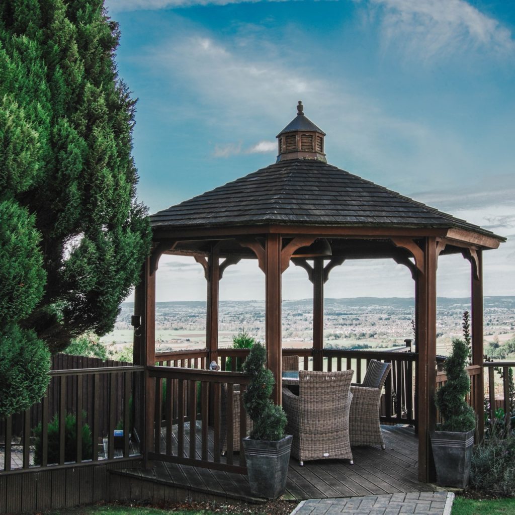 Hatton Court Hotel outdoor gondala in the Spring.